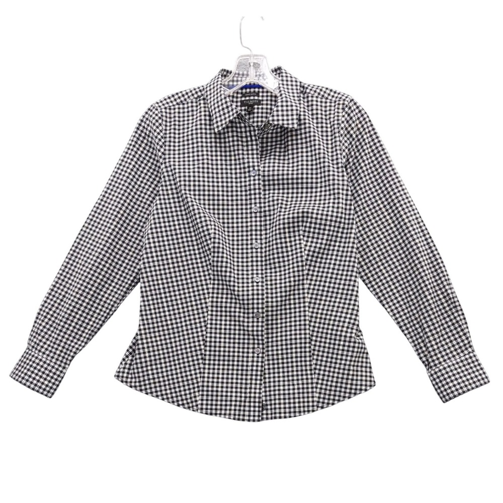 Talbots‎ Petites Wrinkle Resistant Checkered Shirt Metallic Thread Sz 4P